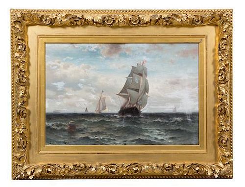Edward Moran, (American, 1829-1901), Ship at Full Mast