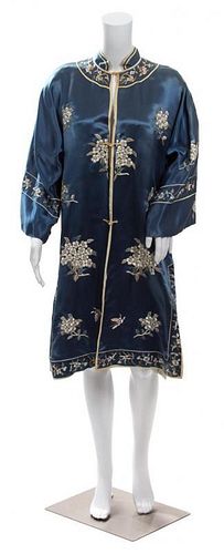 A Chinese Blue Silk Coat