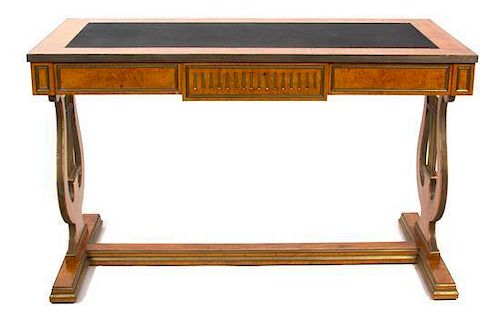 A Biedermeier Style Birchwood Writing Table Height 31 x width 52 1/4 x length 24 3/4 inches.
