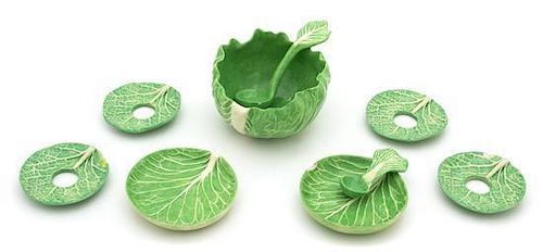 An Assembled Group of Dodie Thayer Lettuce Ware Diameter of bowl 4 3/4 inches.
