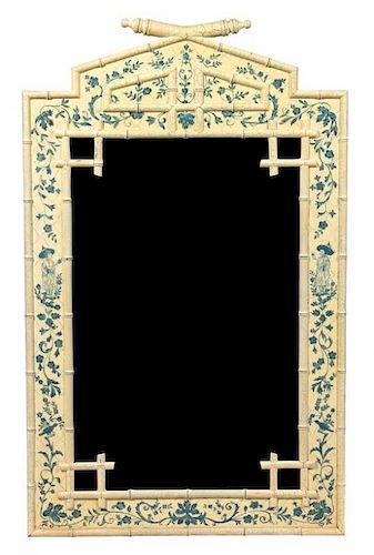 A Faux Bamboo Painted Mirror Height 45 1/2 x width 28 inches.