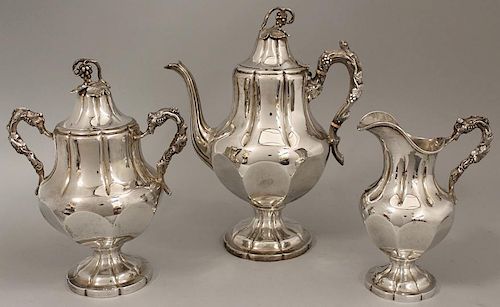 3-PIECE CLASSICAL COIN SILVER COFFEE SET