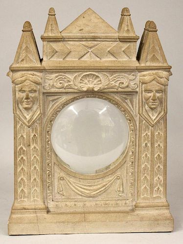 GOTHIC-STYLE CARVED SLATE CLOCK CASE