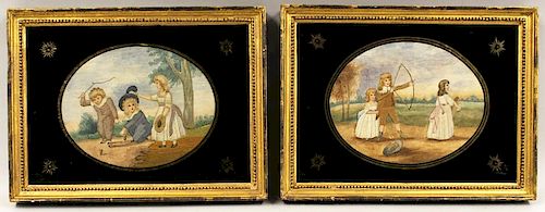 PAIR OF EARLY 19TH C. ENGLISH FRAMED NEEDLEWORK PICTURES