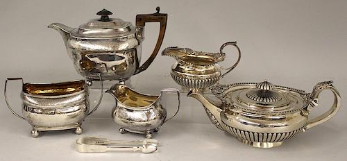 (on 6) GROUP OF ENGLISH SILVER TEA SETS