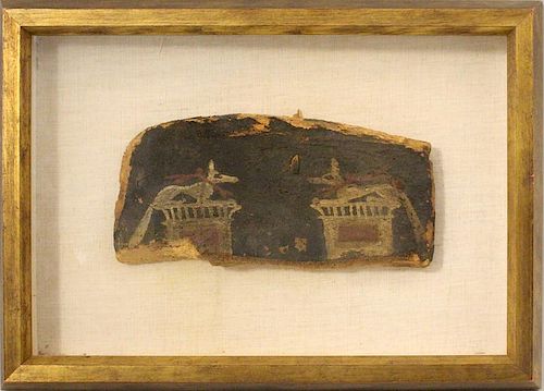 ANCIENT EGYPTIAN PAINTED WOOD FRAGMENT