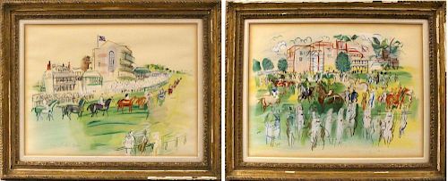 (2) RAOUL DUFY RACING COLORED LITHOGRAPH