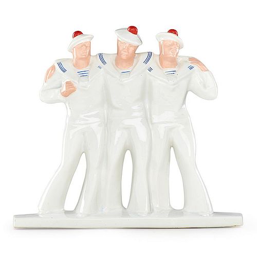 E. CAZAUX; DAX (Attr.) Three sailors figurine