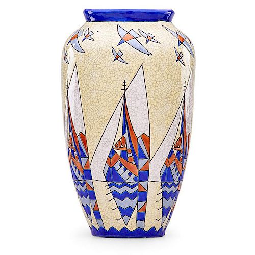 BOCH FRERES Large Keramis vase with boats