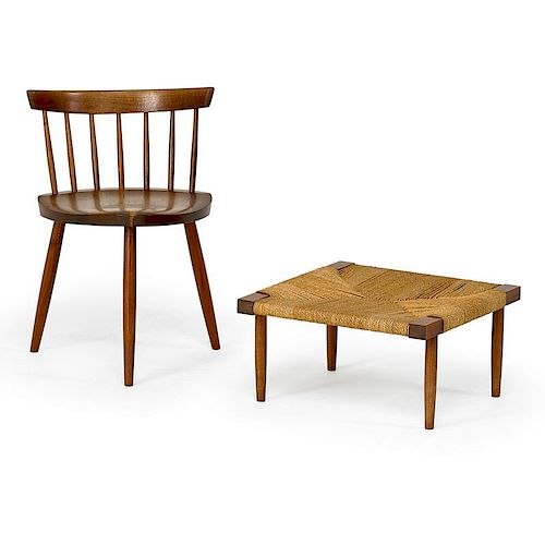 GEORGE NAKASHIMA Mira chair and Grass-Seated stool
