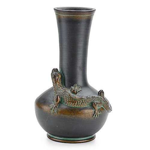 NORSE POTTERY Rare vase with lizard
