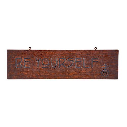 ROYCROFT Carved oak motto