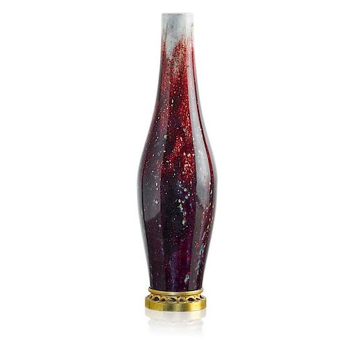 FRENCH Tall oxblood vase