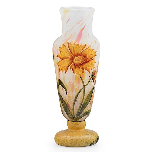 DAUM Small enameled vase