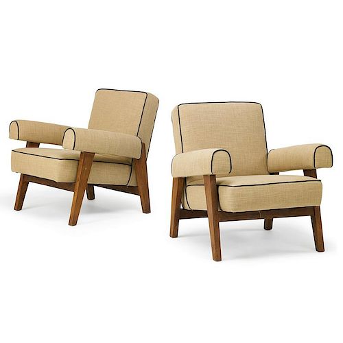 JEANNERET; LE CORBUSIER Pair of lounge chairs