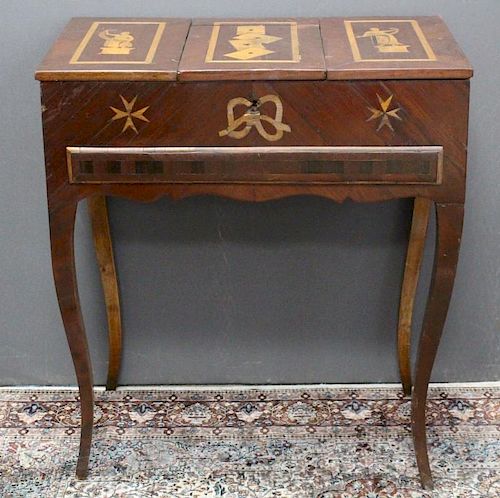 Antique Marquetry Sewing Table