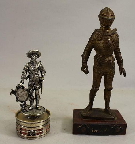 (2) Military Figures, One Silvered Bronze