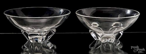 Two Steuben crystal bowls, signed on base 3 1/2'' h., 7 7/8'' dia. and 3 3/8'' h., 7 3/8'' dia.