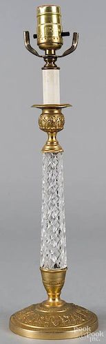 French crystal and ormolu table lamp, early 20th c., 12'' h.