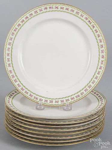 Seven Lenox Floralia plates, 10 1/2'' dia., together with nine Limoges plates, 8 1/2'' dia.