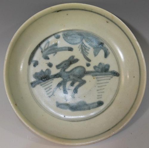 CHINESE ANTIQUE BLUE WHITE PORCELAIN DISH - MING DYNASTY