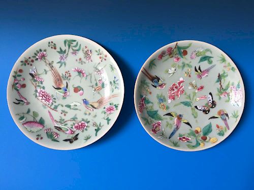A PAIR OF FINE CHINESE ANTIQUE FAMILLE ROSE PORCELAIN PLATE,19C.