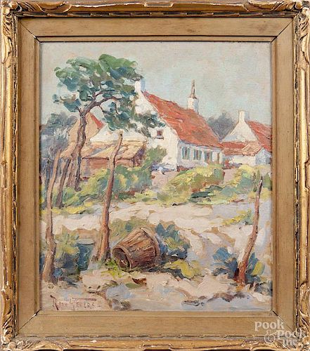 Rene Gevers (Belgium 1869-1944), oil on board landscape, signed lower left, 13 3/4'' x 11 1/2''.