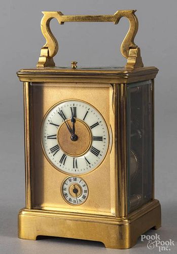 French carriage clock, late 19th c., signed Riguille, 5 1/2'' h.