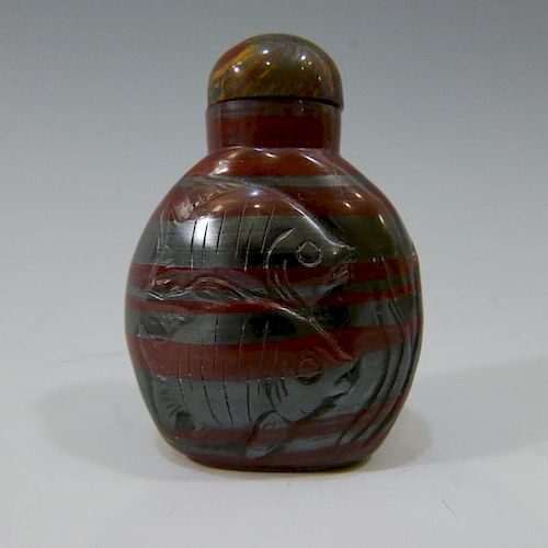 CHINESE ANTIQUE SNUFF BOTTLE - AGATE - QING DYNASTY