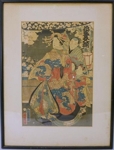KUNICHIKA TOYOHARA (Japanese, 1835-1900). ANTIQUE WOODBLOCK PRINT
