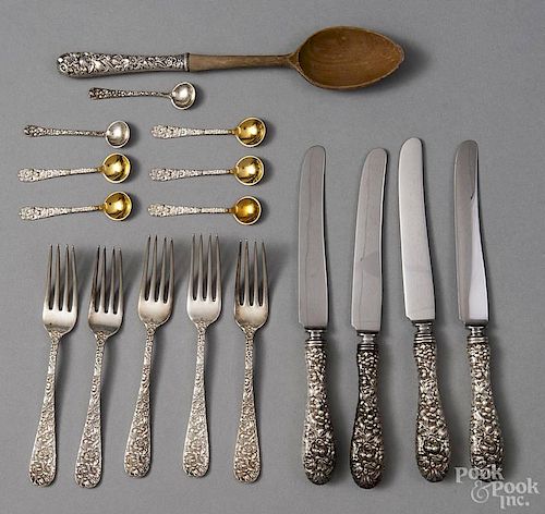 Group of Stieff Baltimore Rose sterling silver flatware, 10.9 ozt.