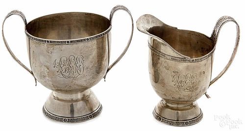Tiffany & Co. sterling silver creamer, 3 7/8'' h., and sugar bowl,  4 1/4'' h., 9.1 ozt.