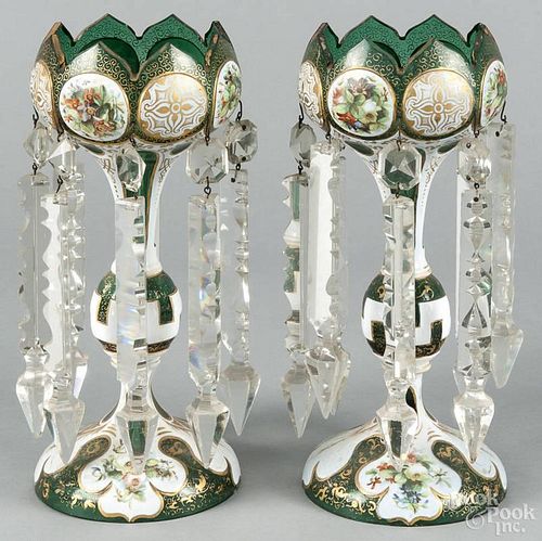Pair of Bohemian glass lustres, late 19th c., 10 5/8'' h.