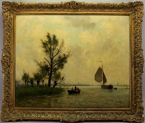 Alphonse Stengelin (1852 - 1938) River With Boats