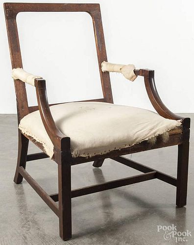 Georgian style mahogany open armchair, 19th c.