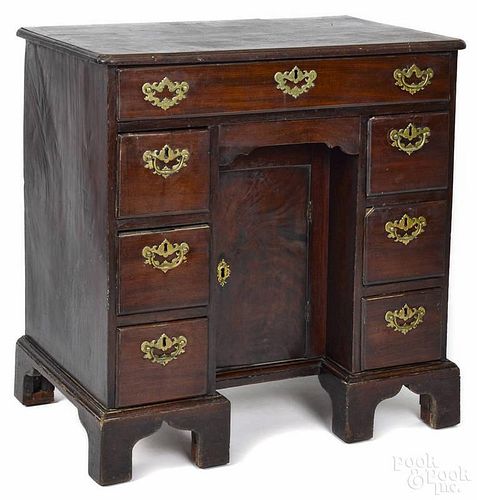 George III mahogany knee hole desk, ca. 1770, 30 1/2'' h., 30'' w.