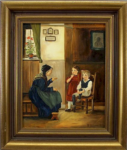 Signed, Painting of Mother with Grandchildren