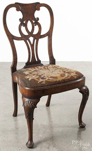 George II style burlwood dining chair, early 20th c.
