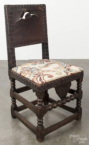 William & Mary style oak side chair, ca. 1900.