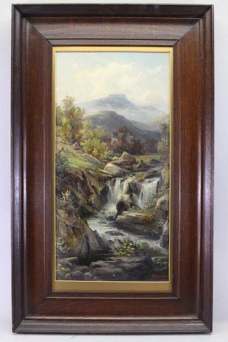 Signed Sinclair, Forest Waterfall. 19th C.