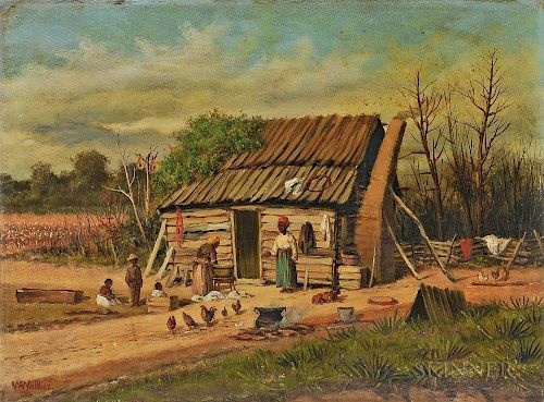 William Aiken Walker (American, 1838-1921)  Sharecroppers' Cabin with Family