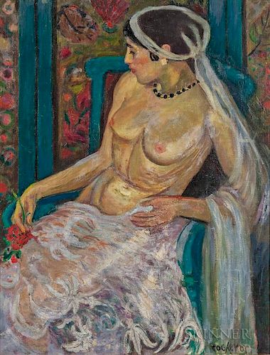 Edith Varian Cockcroft (American, 1881-1962)  Seated Nude with a White Veil
