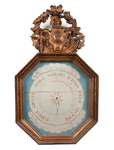 Louis XVI Octagonal Giltwood Barometer
