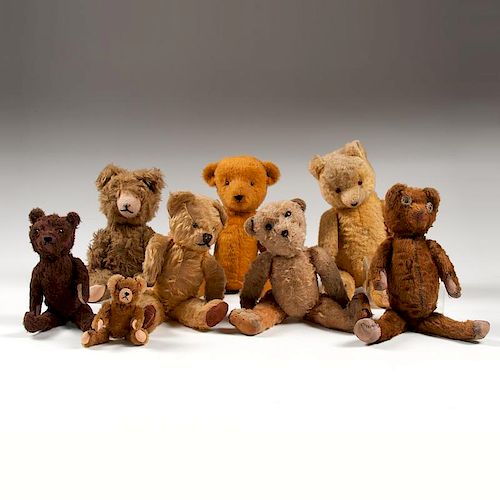 Vintage Teddy Bears for Restoration, Lot of Eight