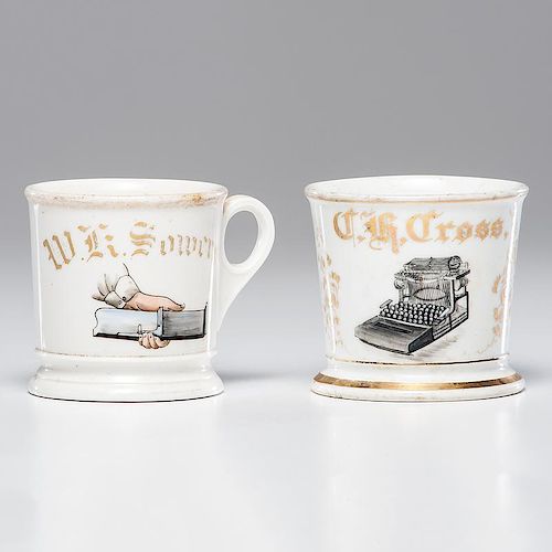 Type Setter and Typewriter Occupational Shaving Mugs, Lot of Two