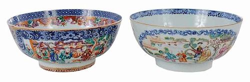 Two Chinese Export Punch Bowls