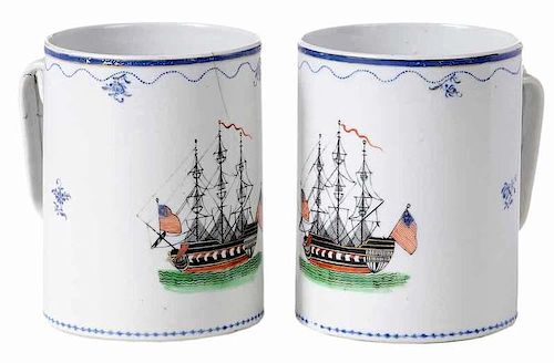 Pair Chinese Export Mugs for The American Market