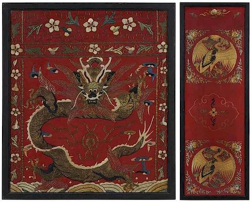 Two Chinese Embroidered Panels