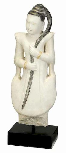 Asian Carved and Painted Marble Figure