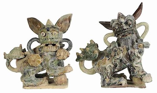 Two Chinese Ceramic Foo Dogs
